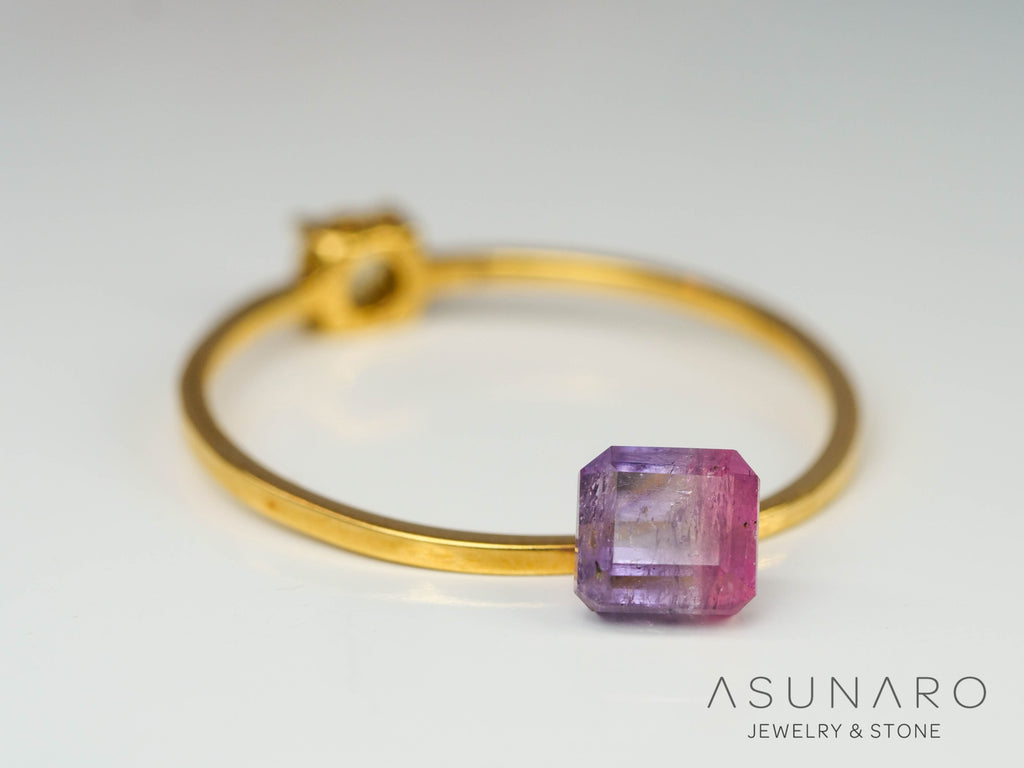 ライラックバイカラートルマリン　エメラルドカット　アフガニスタン産　0.68ct【240802-2304】