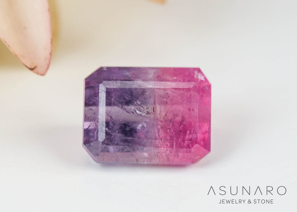 ライラックバイカラートルマリン　エメラルドカット　アフガニスタン産　0.71ct【240802-2306】