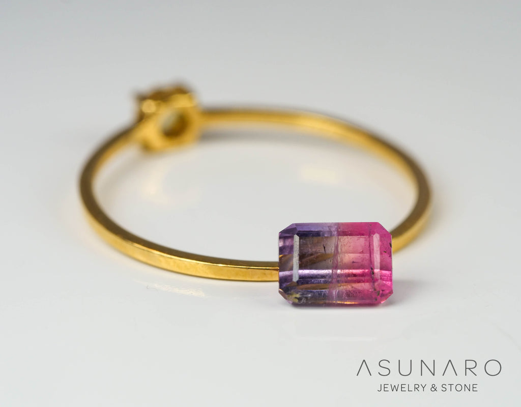 ライラックバイカラートルマリン　エメラルドカット　アフガニスタン産　0.69ct【240802-2307】