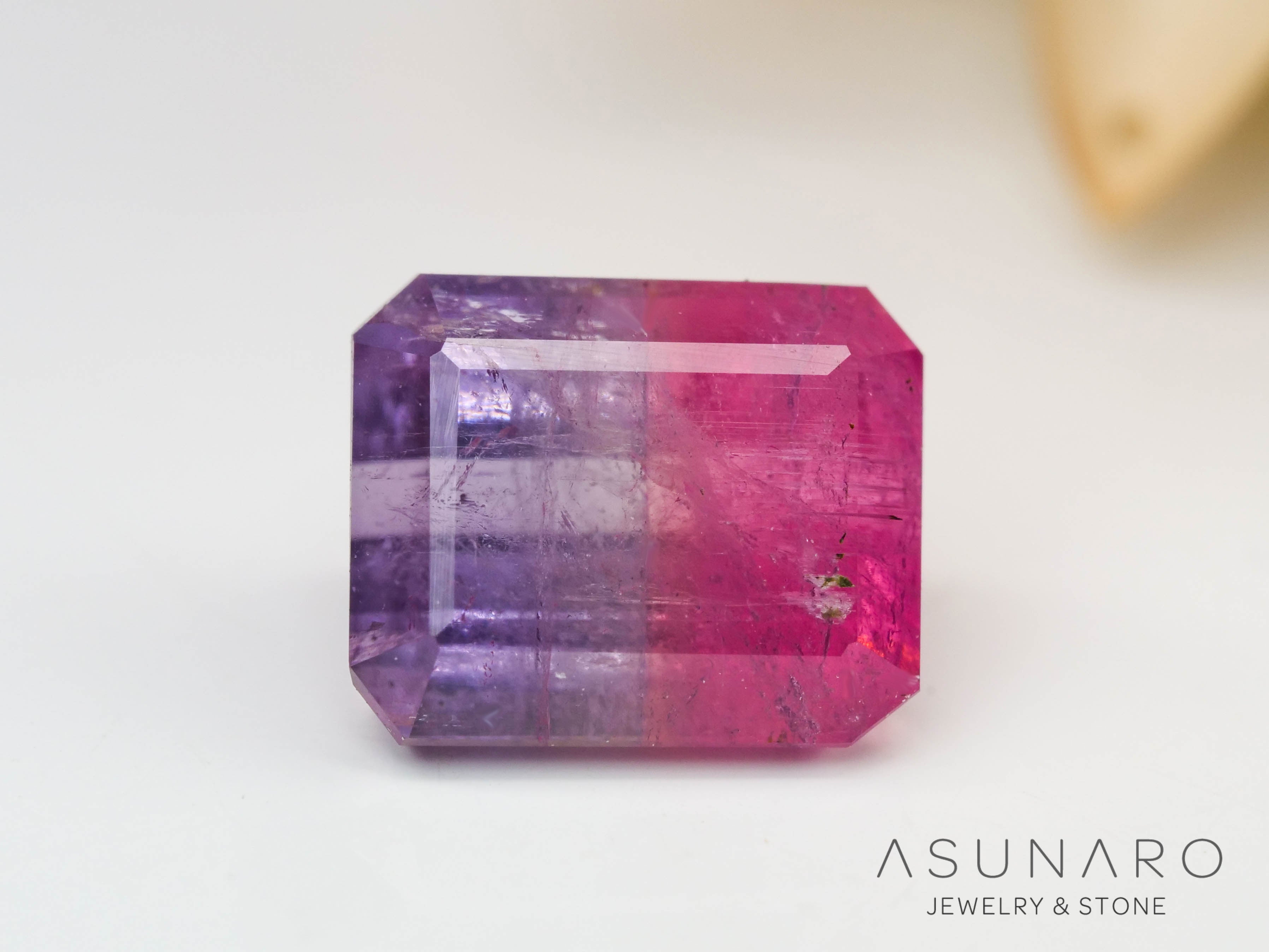 ライラックバイカラートルマリン　エメラルドカット　アフガニスタン産　1.11ct【240802-2308】