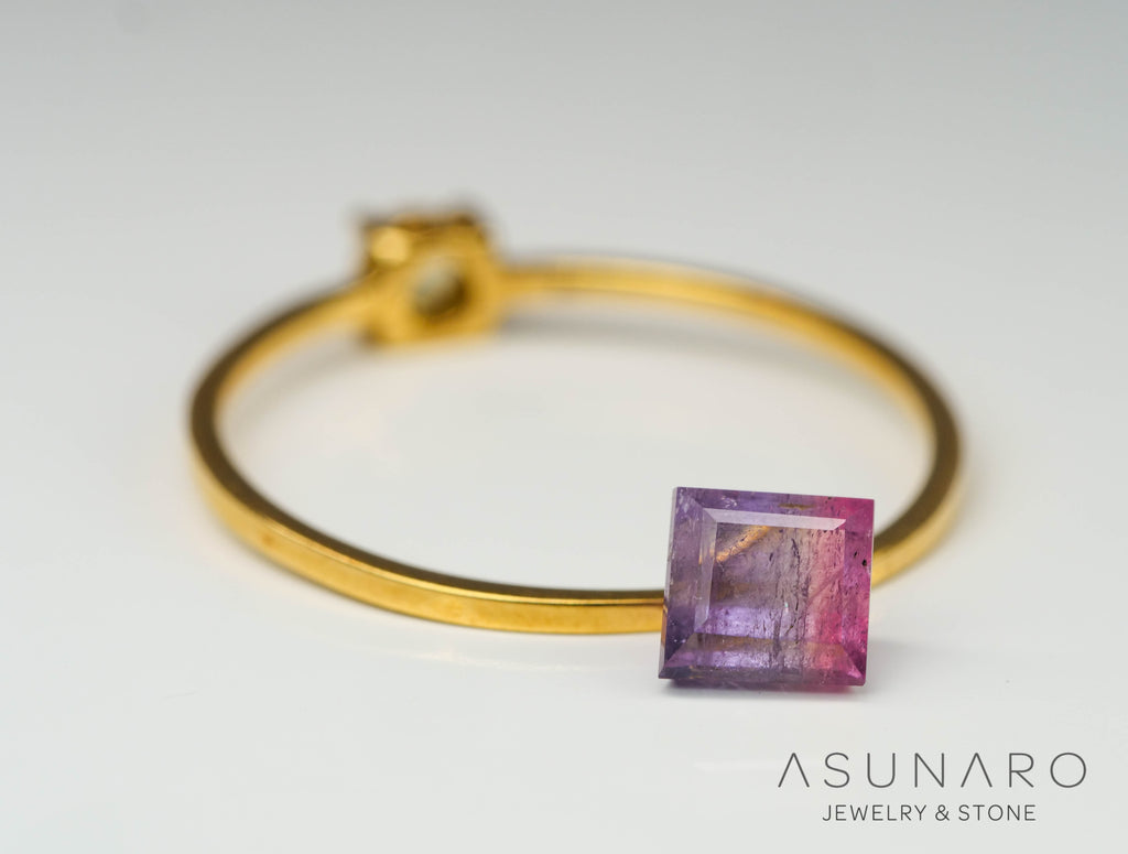 ライラックバイカラートルマリン　スクエアカット　アフガニスタン産　0.63ct【240802-2309】