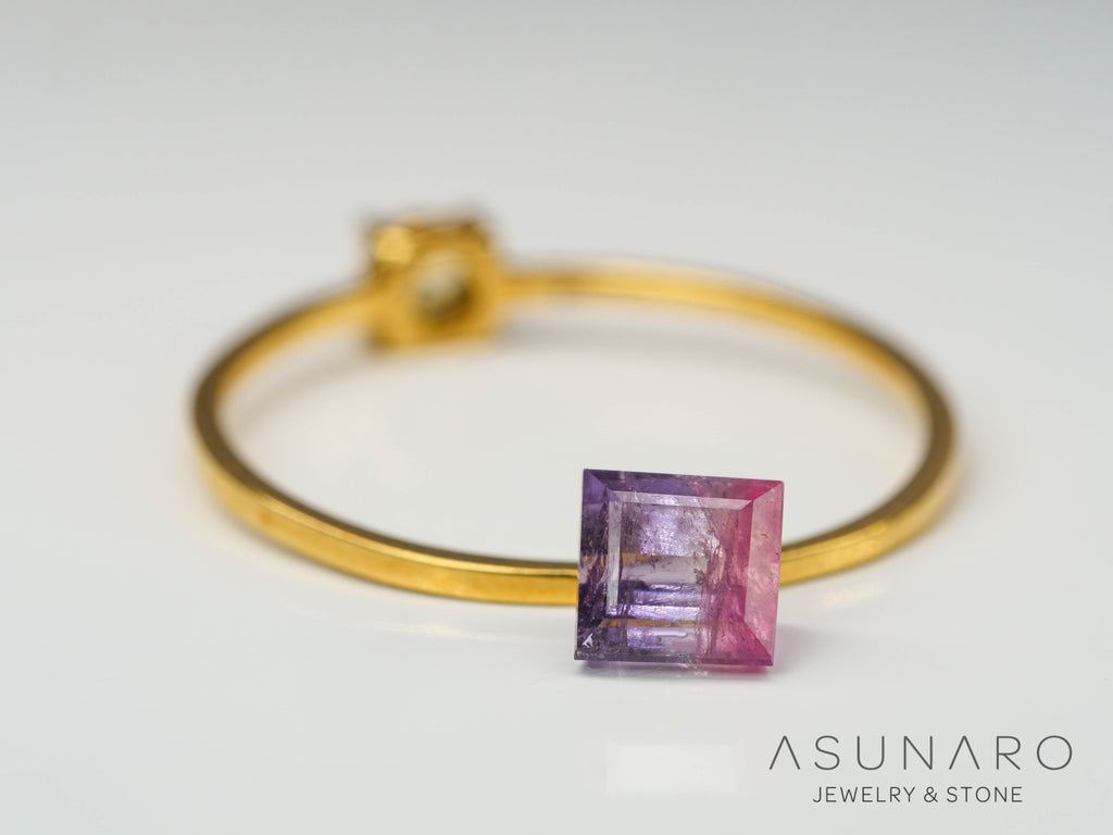 ライラックバイカラートルマリン　スクエアカット　アフガニスタン産　0.63ct【240802-2311】