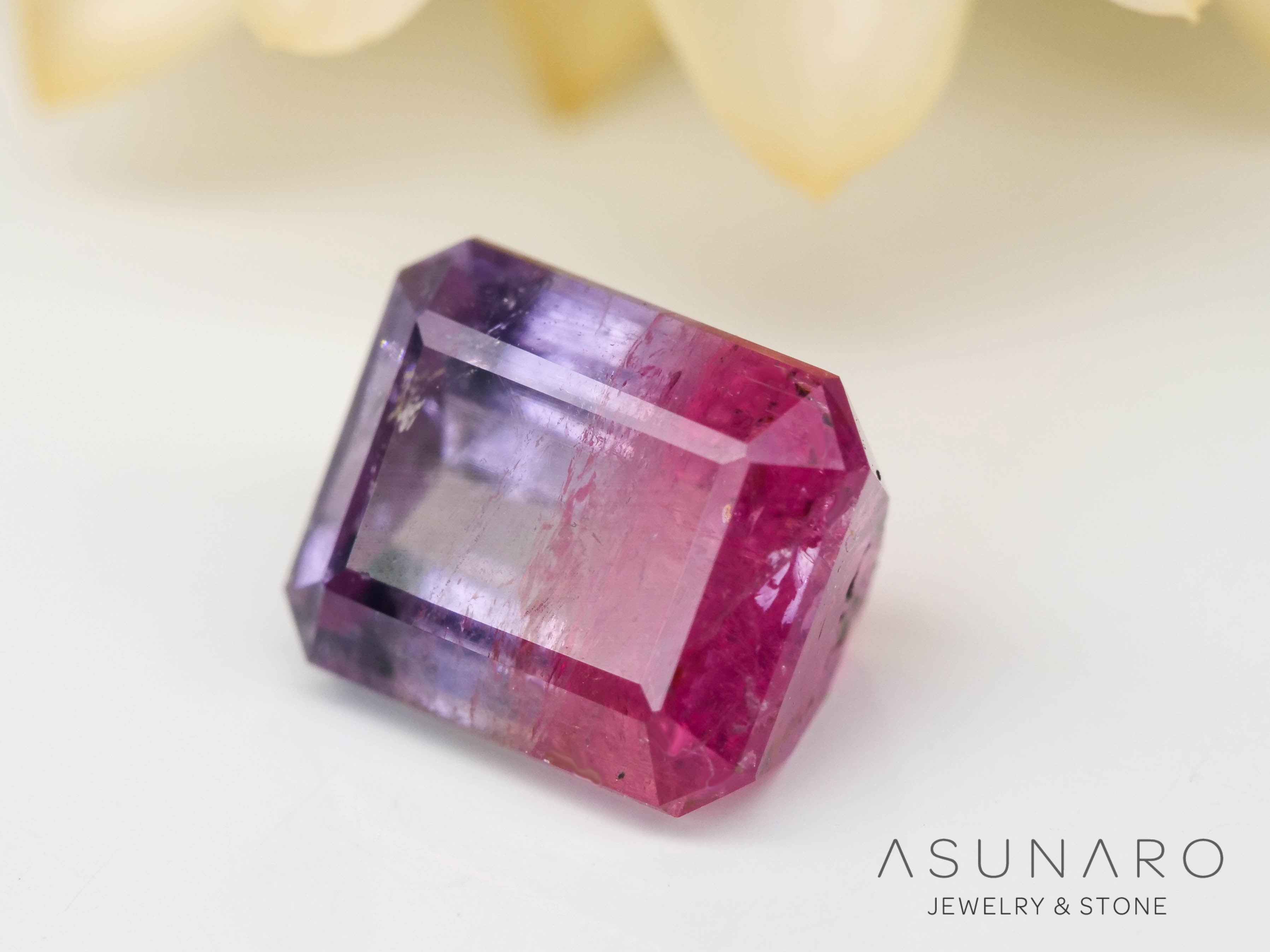 ライラックバイカラートルマリン　エメラルドカット　アフガニスタン産　1.13ct【240802-2312】