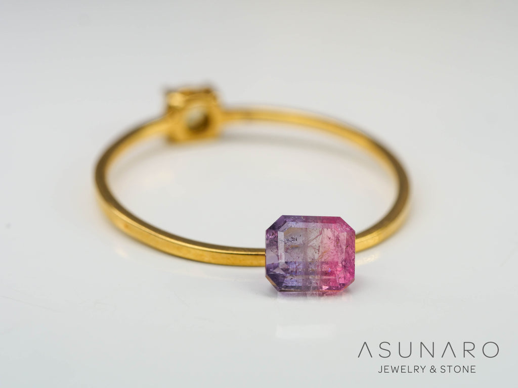ライラックバイカラートルマリン　エメラルドカット　アフガニスタン産　0.58ct【240802-2315】