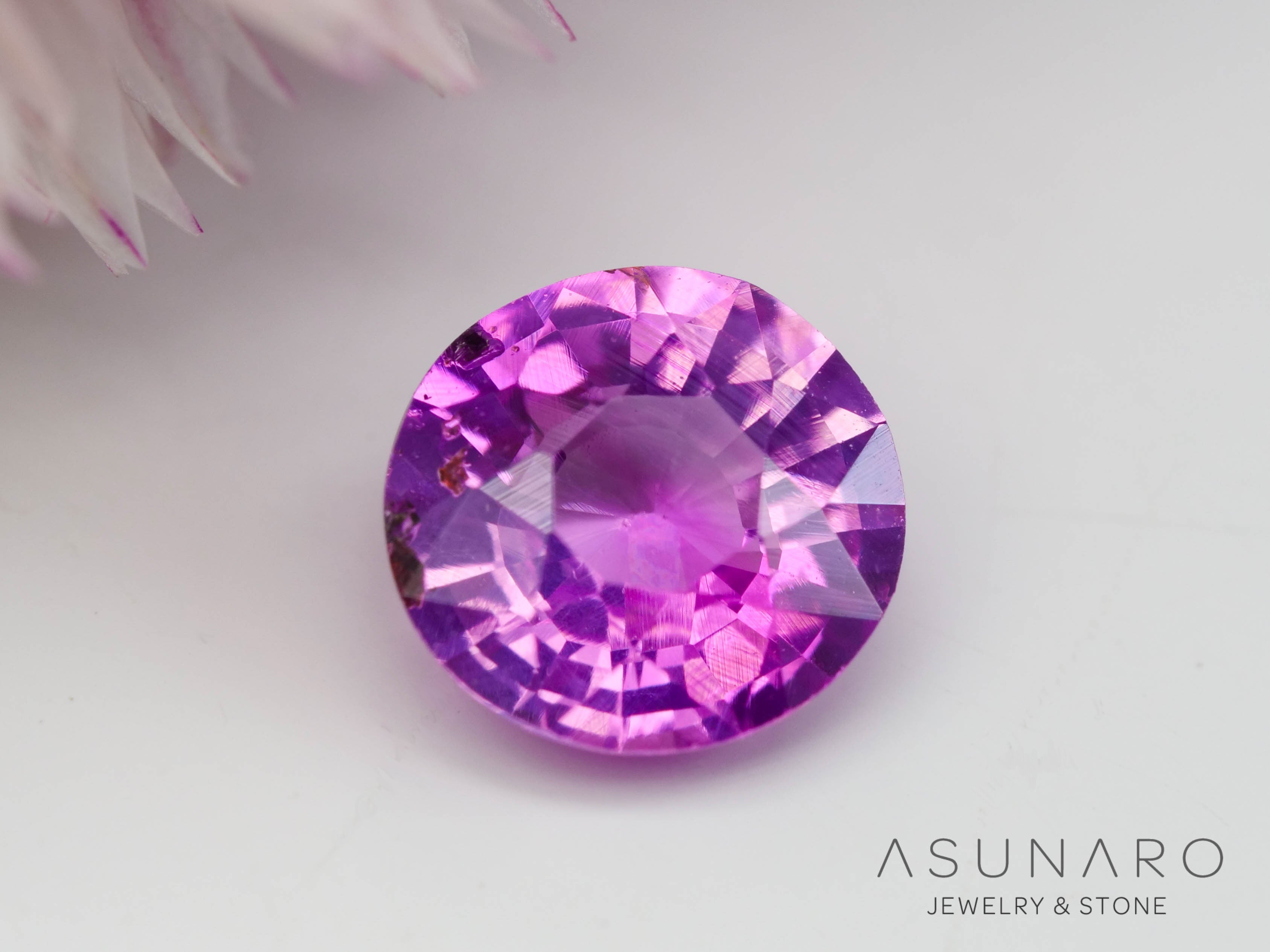 パープリッシュバイカラーピンクサファイア 　ラウンドカット　 スリランカ産　0.43ct【241024-2339】