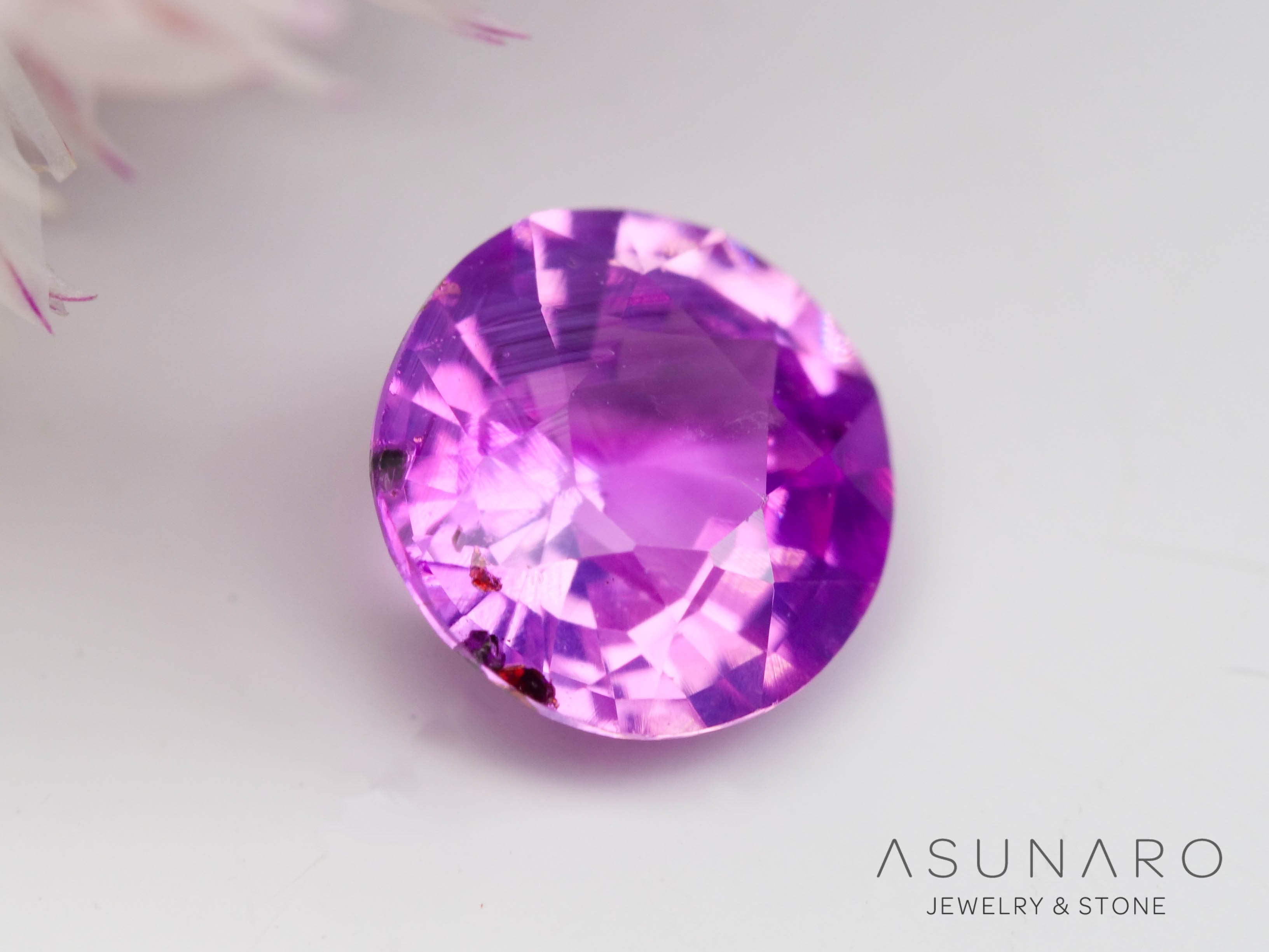 パープリッシュバイカラーピンクサファイア 　ラウンドカット　 スリランカ産　0.43ct【241024-2339】