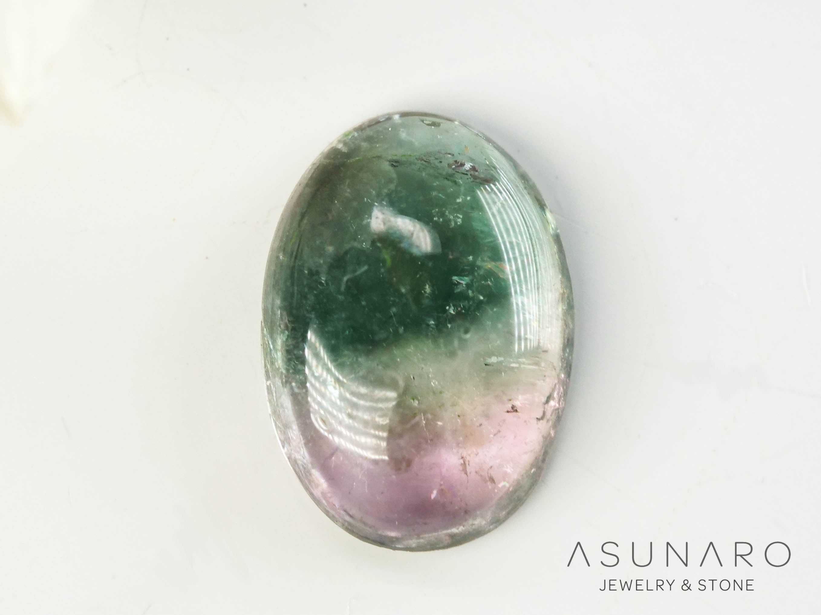 すずりん様アパタイト♡レピド♡ソーダ♡トルマリン♡サンストーン共生No1682 バイカラートルマリン カボション ブラジル産 0.32ct【240823-2343