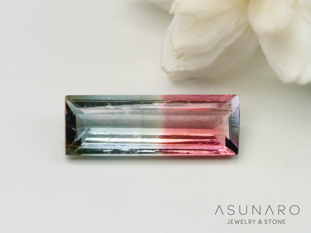 バイカラートルマリン　スクエアカット　ブラジル産　0.56ct【240823-2350】