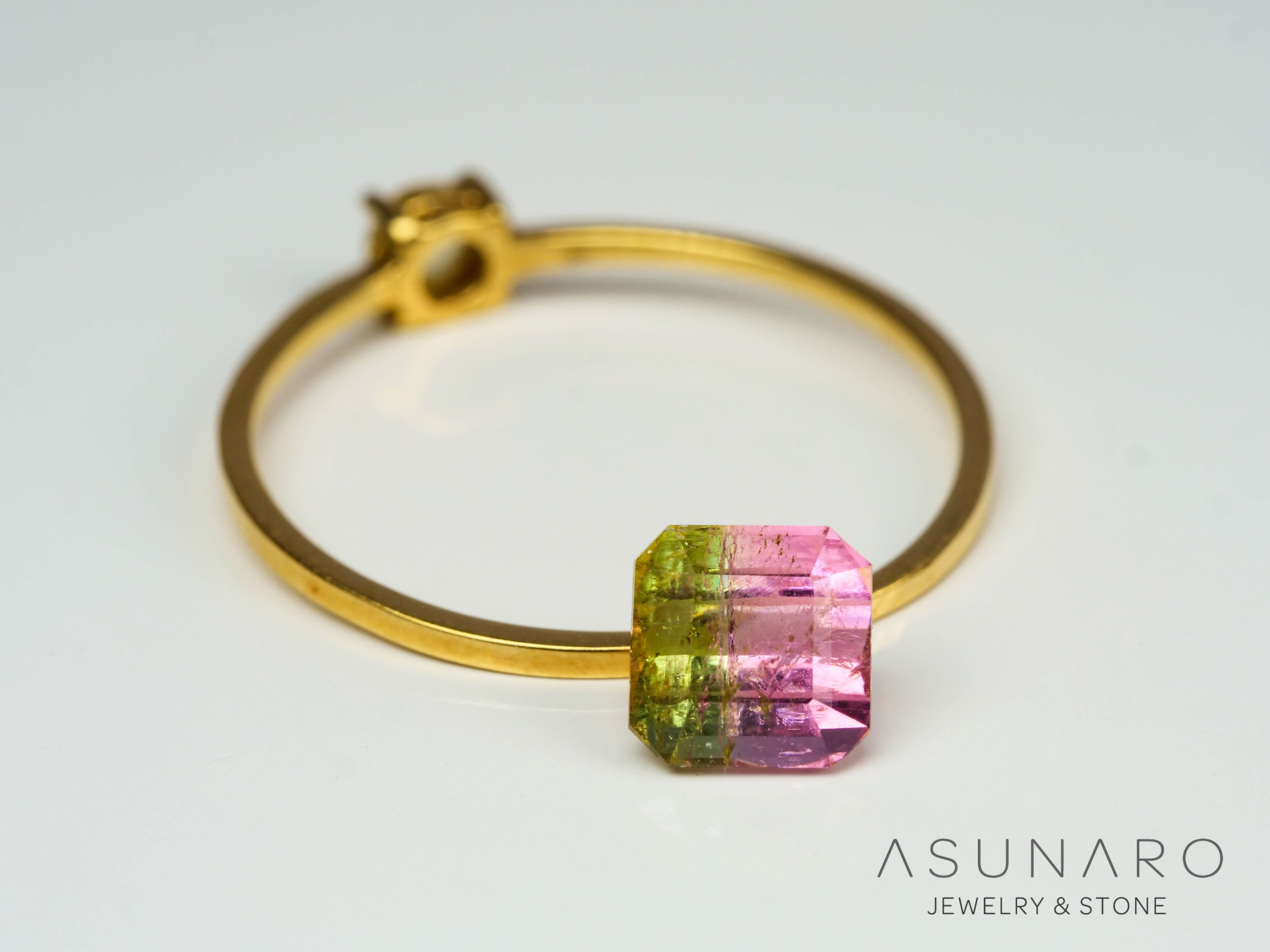 桜餅バイカラートルマリン　エメラルドカット　アフガニスタン産　1.00ct【241009-2439】