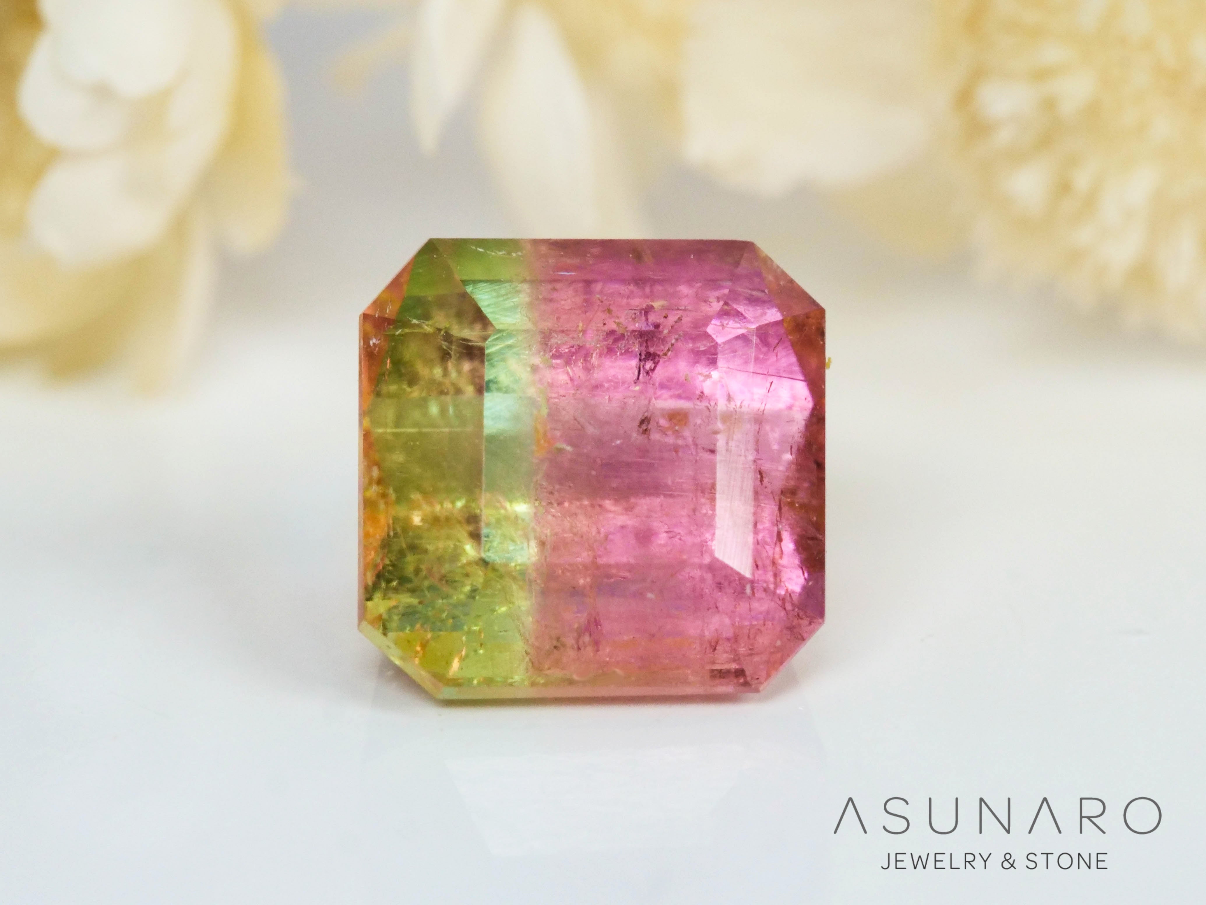 桜餅バイカラートルマリン エメラルドカット アフガニスタン産 0.97ct