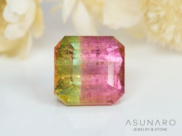 桜餅バイカラートルマリン　エメラルドカット　アフガニスタン産　0.97ct【241009-2440】