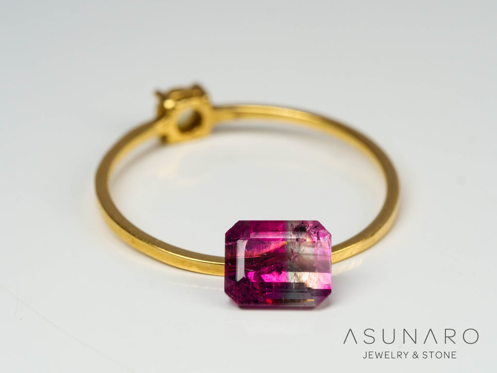 バイカラートルマリン　エメラルドカット　アフガニスタン産　0.91ct【241009-2442】