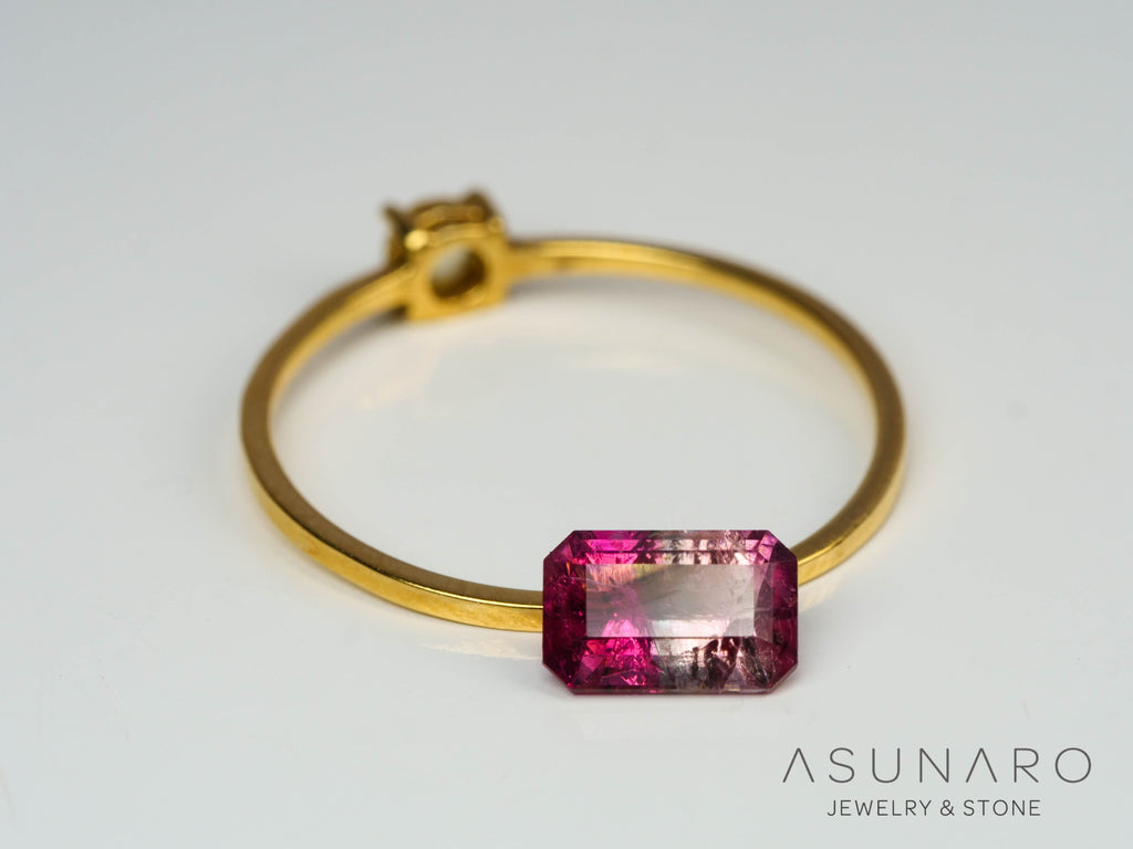 バイカラートルマリン　エメラルドカット　アフガニスタン産　0.75ct【241009-2443】