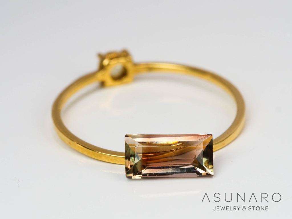 バイカラーアンデシン　スクエアカット　チベット産　0.69ct【240819-2468】