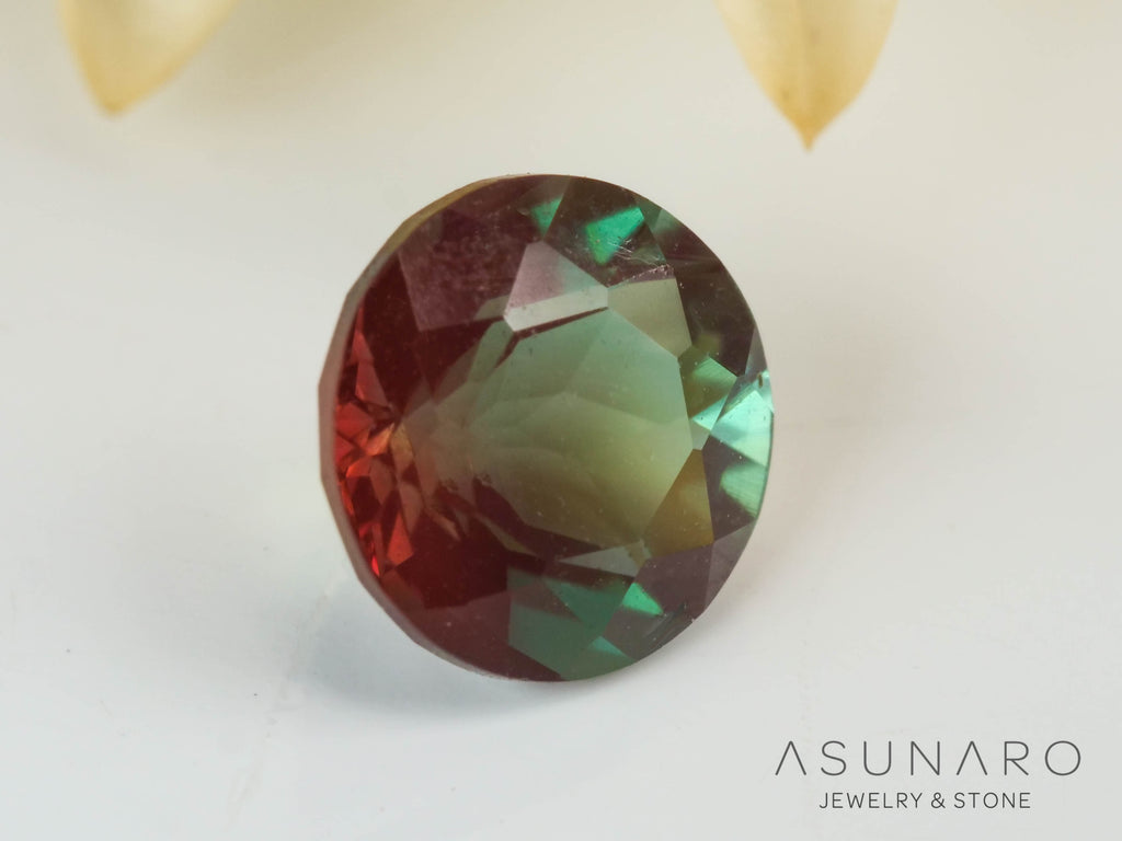 バイカラーアンデシン　ラウンドカット　チベット産　0.52ct【240903-2504】