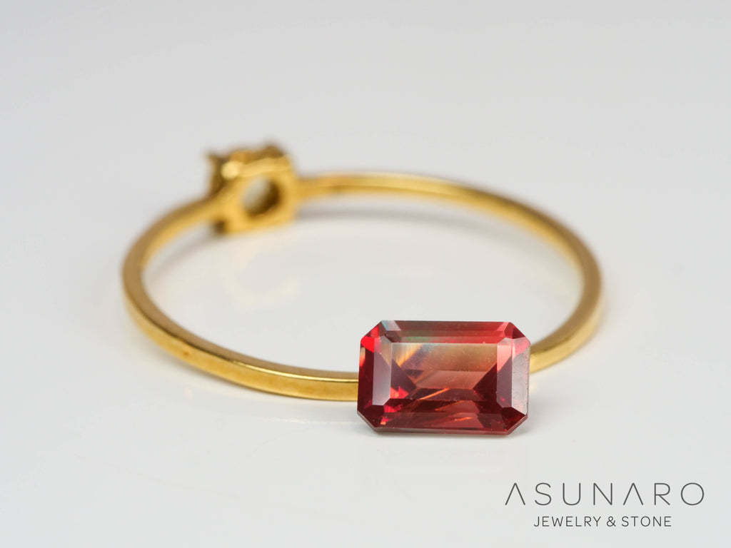 バイカラーアンデシン　エメラルドカット　チベット産　0.58ct【241005-2509】