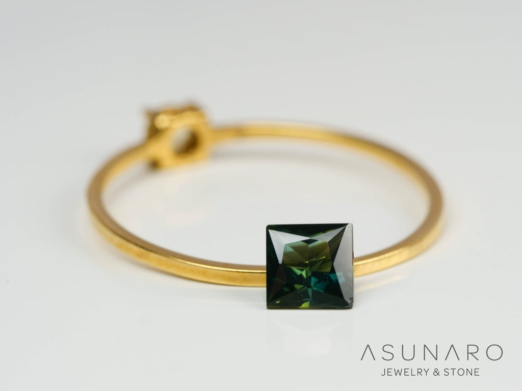 バイカラーサファイア 　プリンセスカット　 スリランカ産　0.52ct【241028-2536】