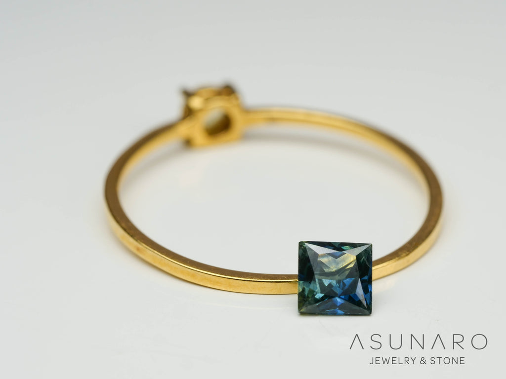 バイカラーサファイア 　プリンセスカット　 スリランカ産　0.36ct【241028-2538】