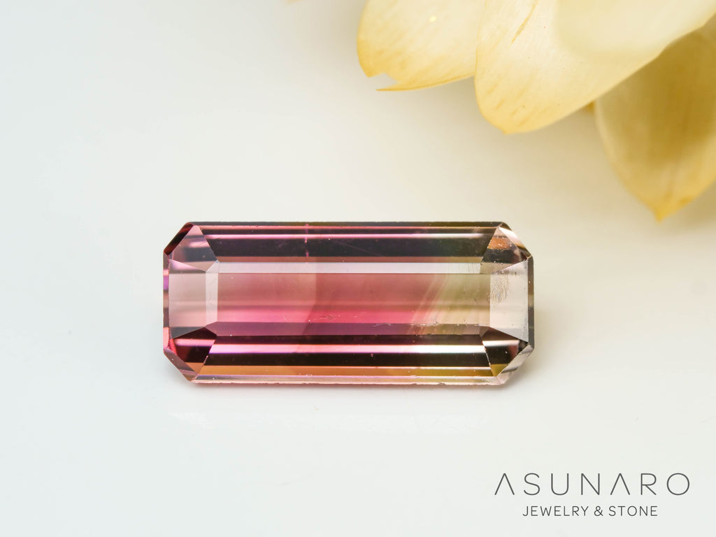 バイカラートルマリン　エメラルドカット　コンゴ産　0.65ct【241028-2564】