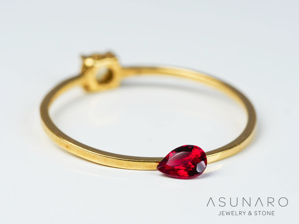 レッドスピネル 　ペアシェイプカット　スリランカ産　0.14ct　【241026-2629】