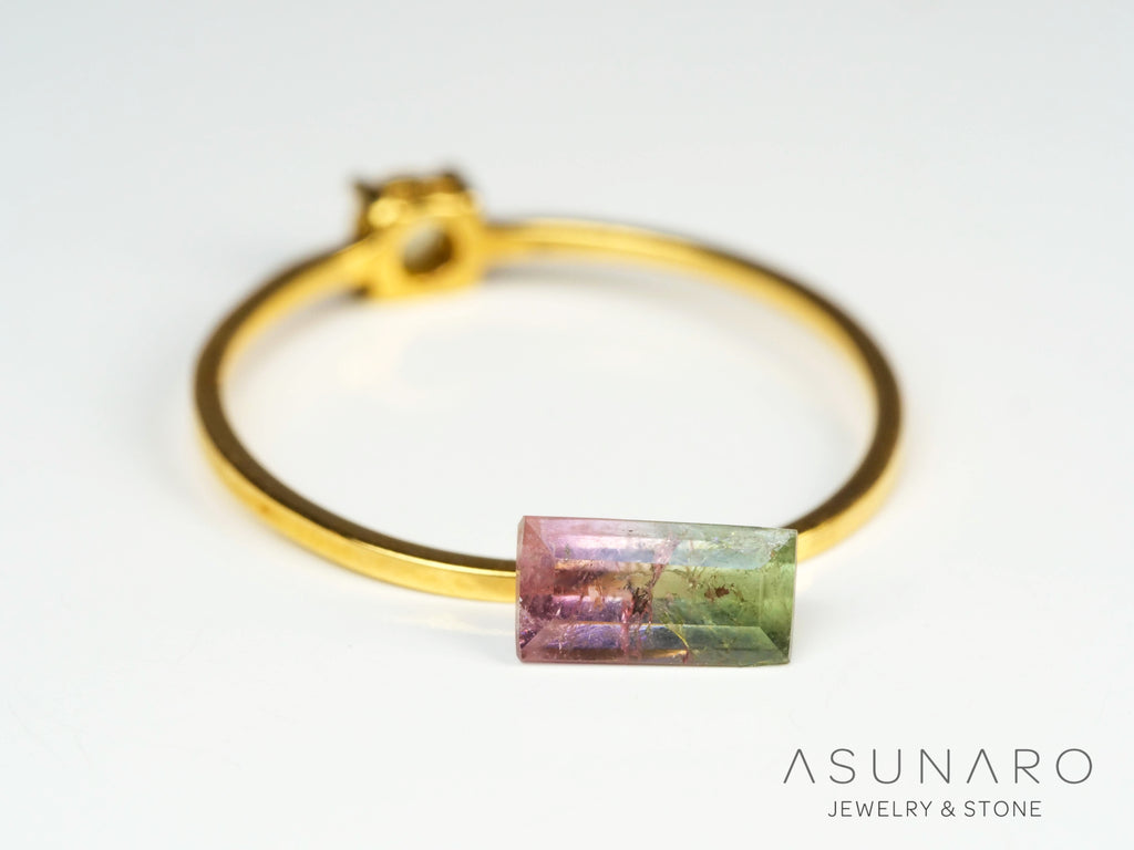 桜餅バイカラードトルマリン　スクエアカット　アフガニスタン産　0.69ct【250203-2720】