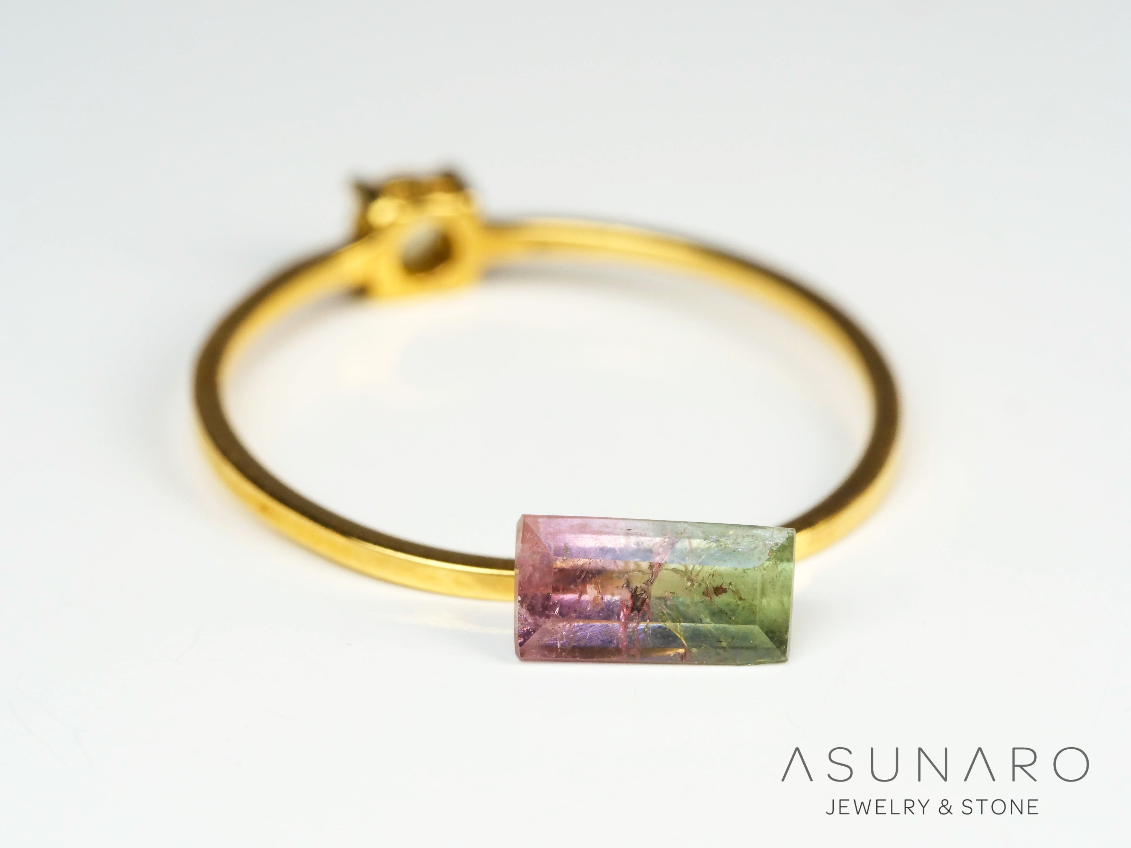 桜餅バイカラードトルマリン　スクエアカット　アフガニスタン産　0.69ct【250203-2720】