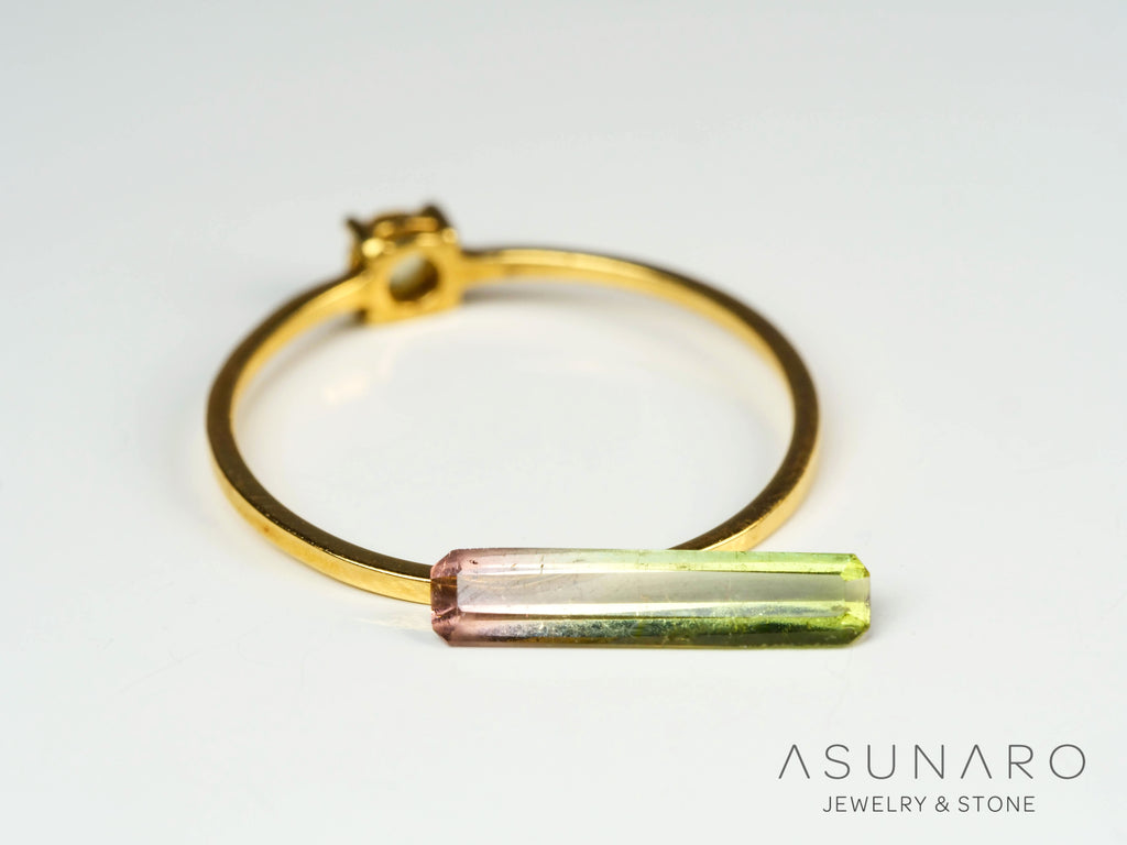 桜餅バイカラードトルマリン　エメラルドカット　アフガニスタン産　0.61ct【250203-2721】