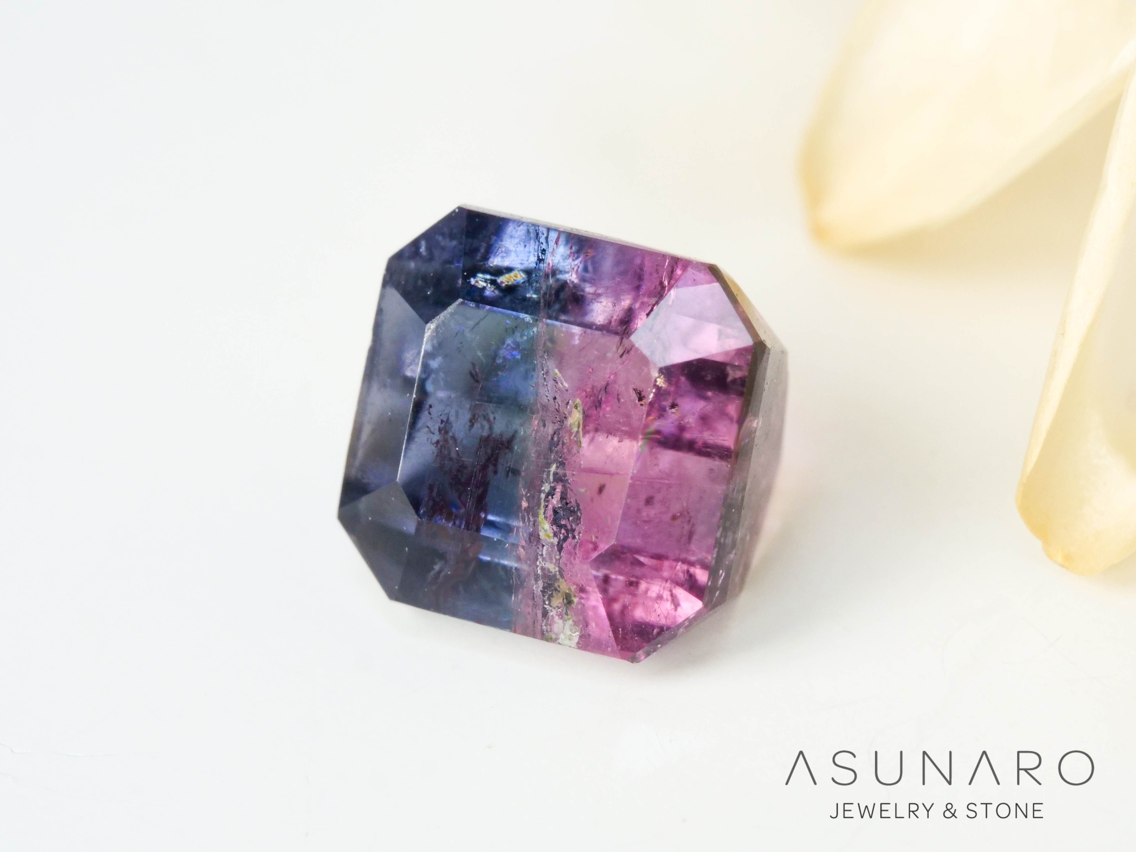 バイカラードトルマリン　エメラルドカット　アフガニスタン産　1.23ct【250203-2727】