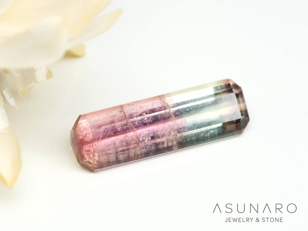 バイカラードトルマリン　エメラルドカット　アフガニスタン産　1.77ct【250203-2729】