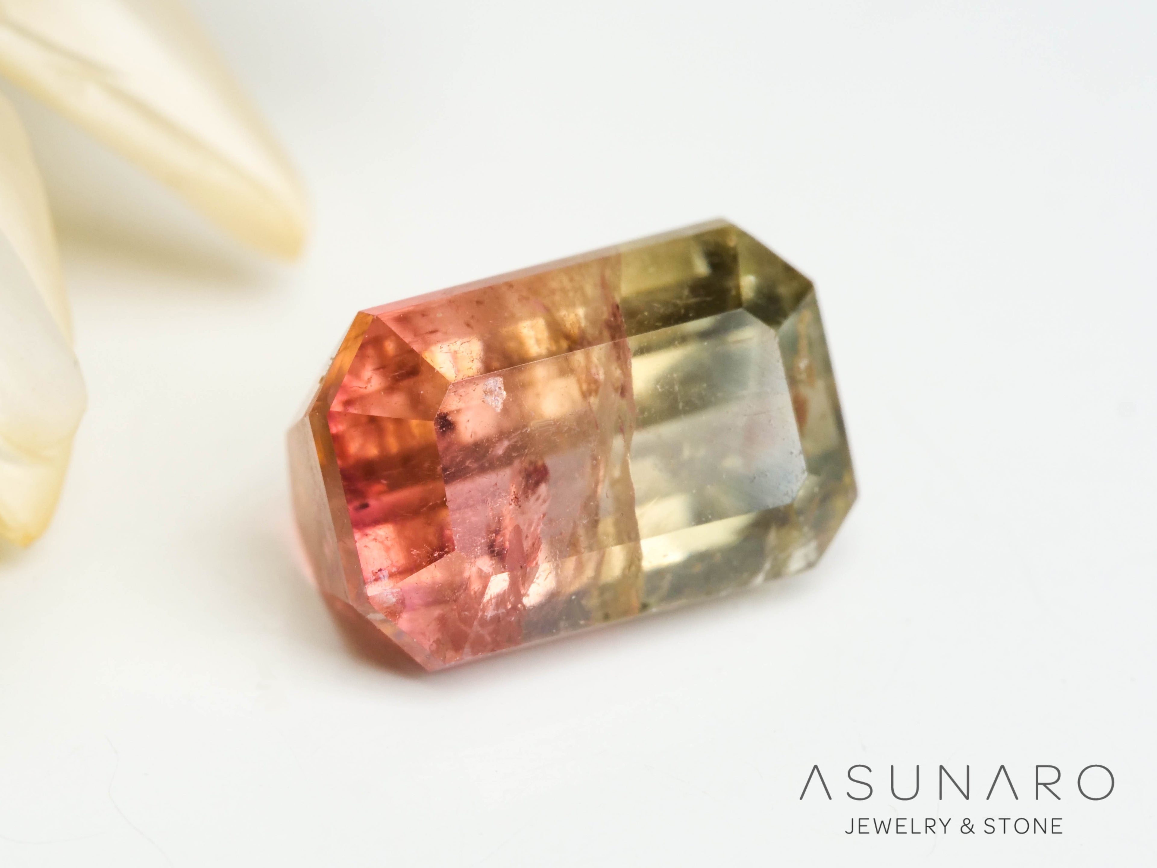 バイカラードトルマリン　エメラルドカット　アフガニスタン産　2.18ct【250203-2736】
