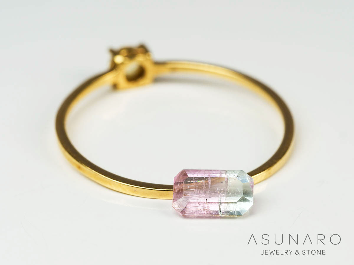 バイカラートルマリン 　エメラルドカット　アフガニスタン産 　0.42ct【250205-2746】