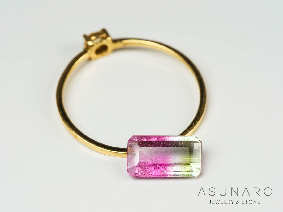 桜餅バイカラートルマリン 　エメラルドカット　アフガニスタン産 　1.00ct【250205-2750】