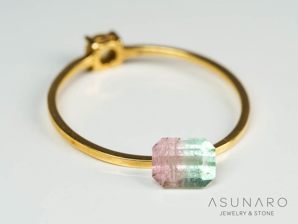 桜餅バイカラートルマリン 　エメラルドカット　アフガニスタン産 　0.67ct【250205-2752】