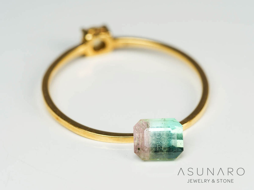 桜餅バイカラートルマリン 　エメラルドカット　アフガニスタン産 　0.69ct【250205-2753】