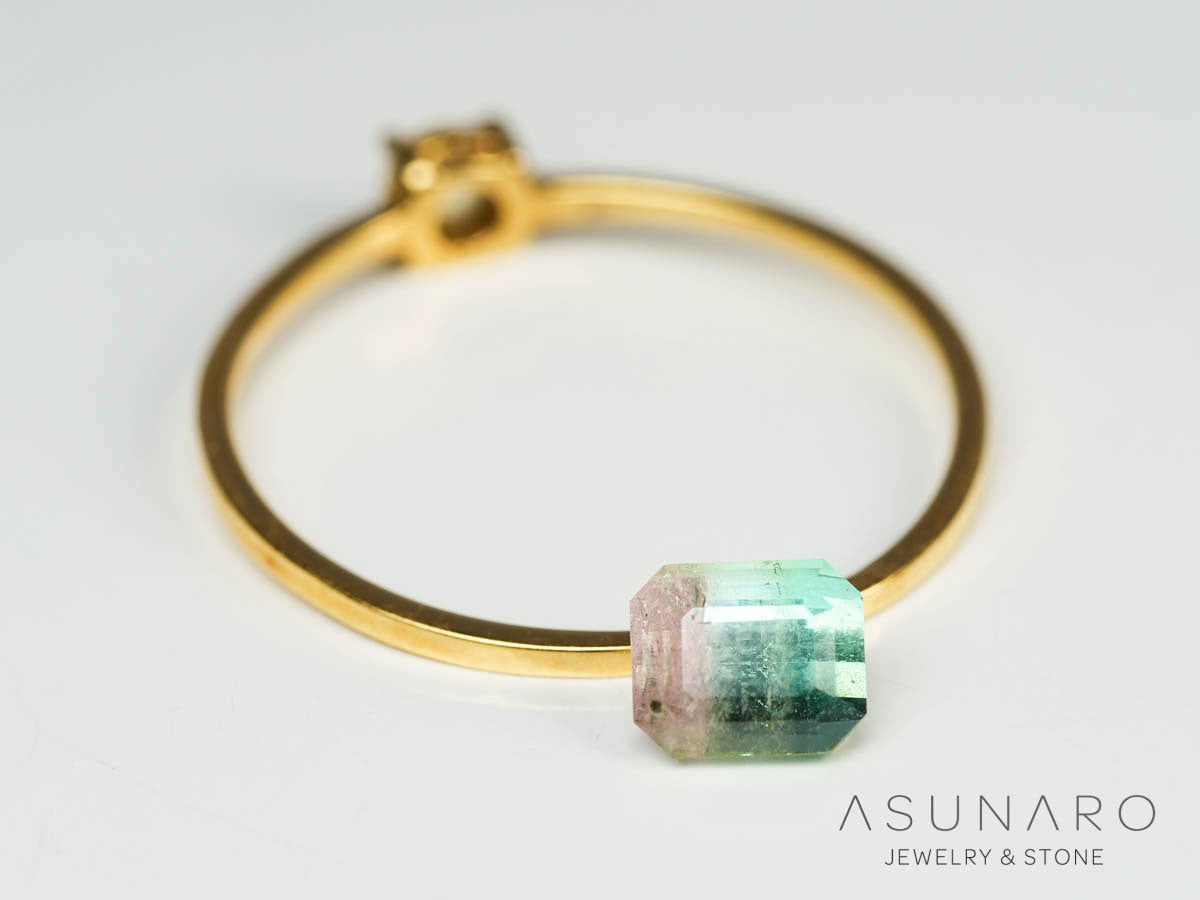 桜餅バイカラートルマリン 　エメラルドカット　アフガニスタン産 　0.69ct【250205-2753】
