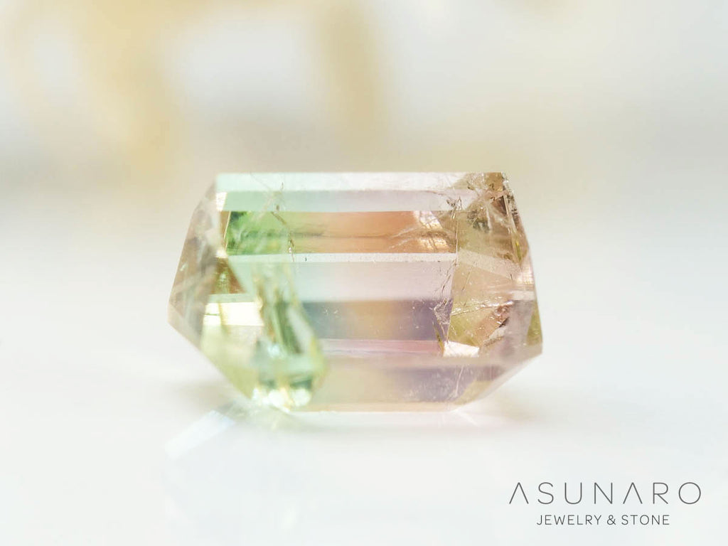 桜餅バイカラートルマリン 　エメラルドカット　アフガニスタン産 　0.59ct【250205-2754】