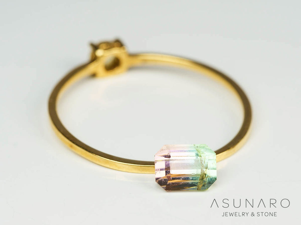 桜餅バイカラートルマリン 　エメラルドカット　アフガニスタン産 　0.59ct【250205-2754】