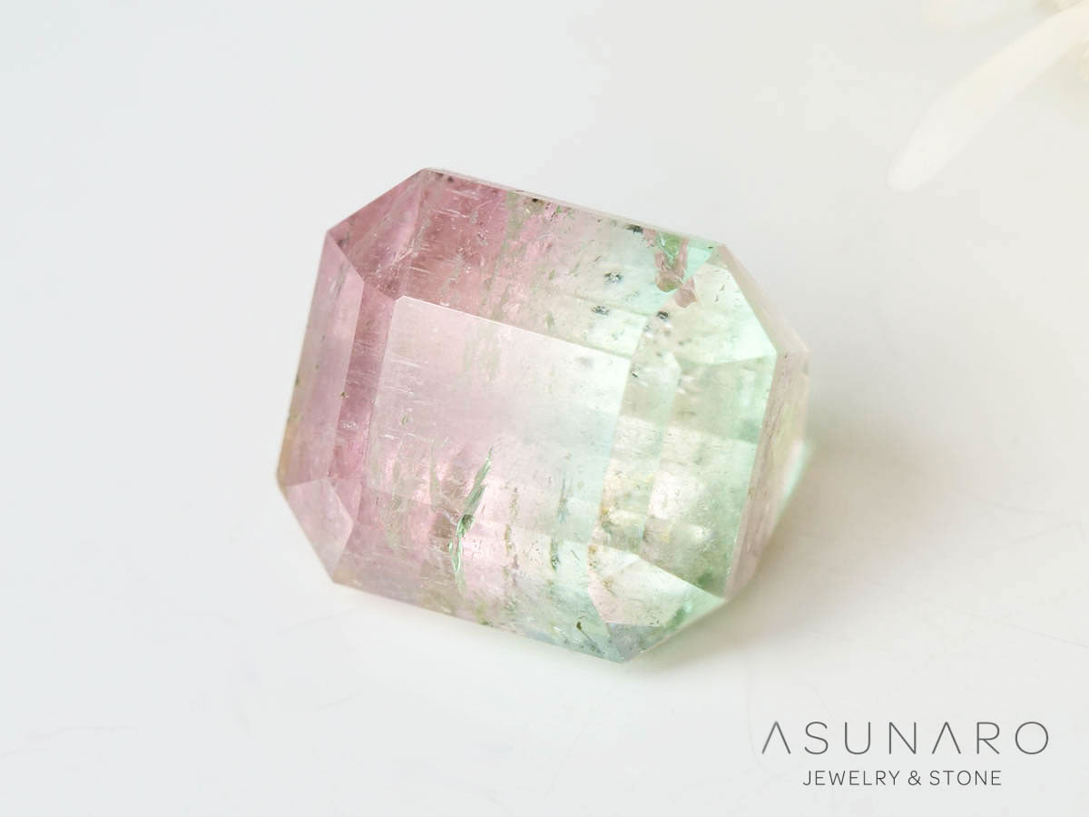 桜餅バイカラートルマリン 　エメラルドカット　アフガニスタン産 　1.17ct【250205-2755】
