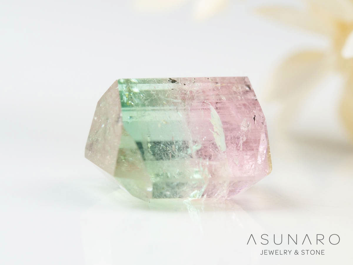 桜餅バイカラートルマリン 　エメラルドカット　アフガニスタン産 　1.17ct【250205-2755】