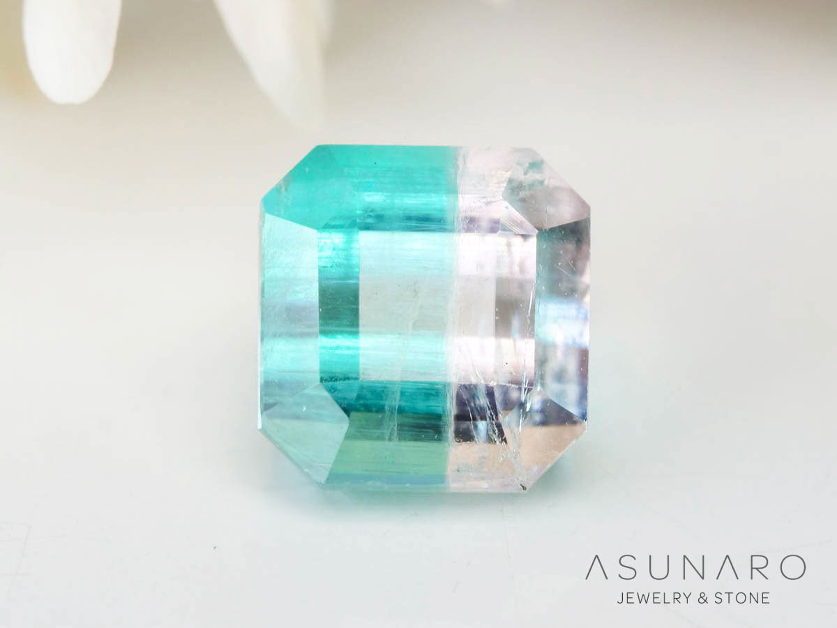 バイカラートルマリン 　エメラルドカット　アフガニスタン産 　0.79ct【250205-2758】