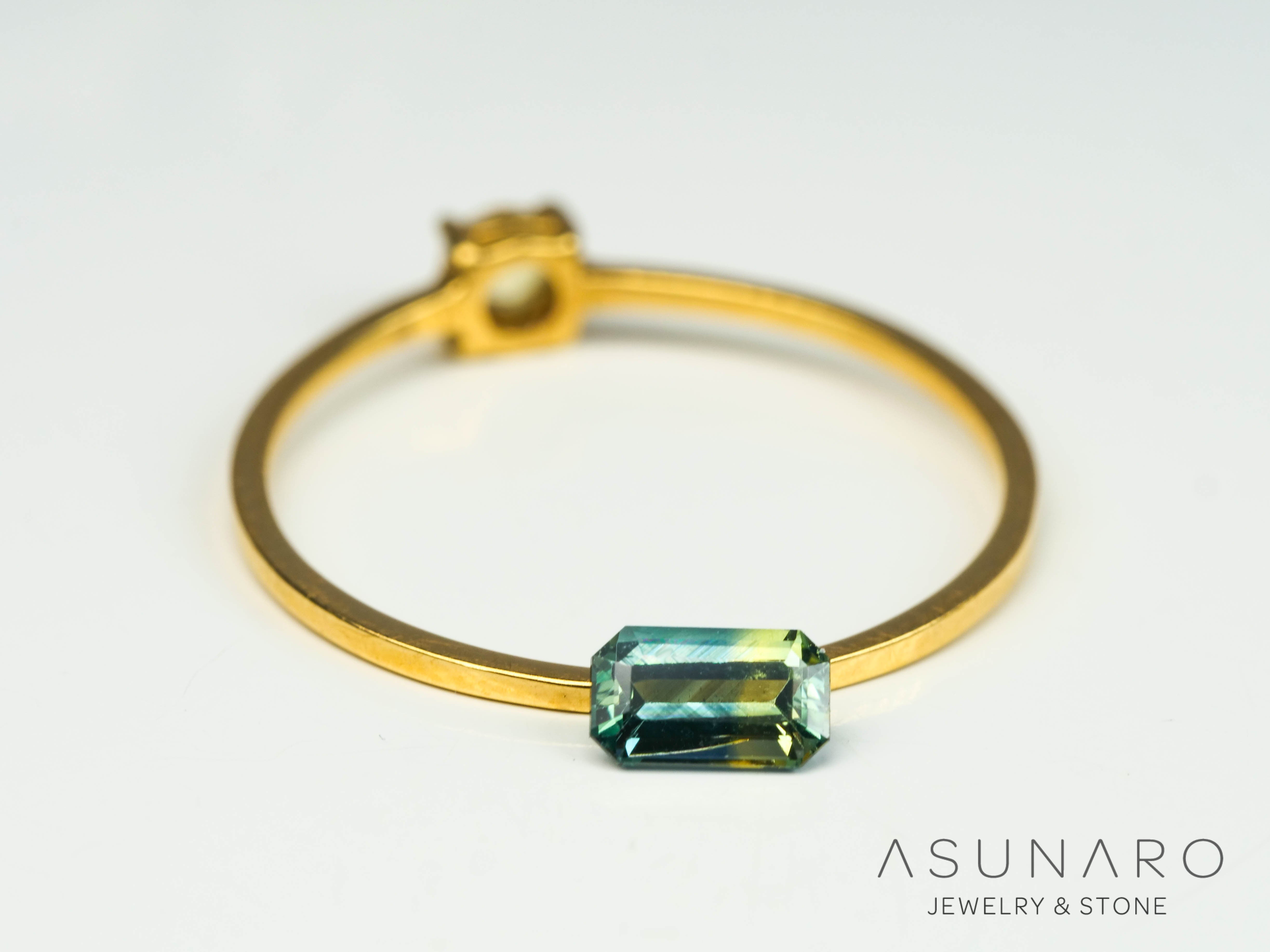 バイカラーサファイア エメラルドカット スリランカ産 0.37ct【250210