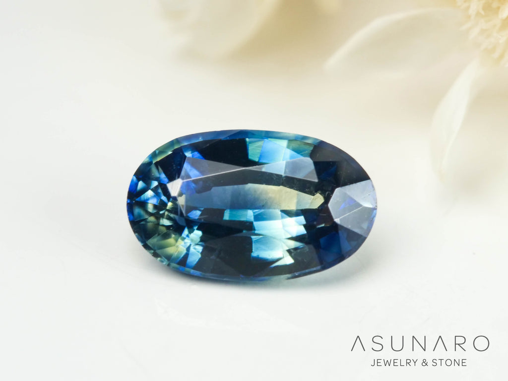 バイカラーサファイア 　オーバルカット　 スリランカ産　0.46ct【250210-2809】