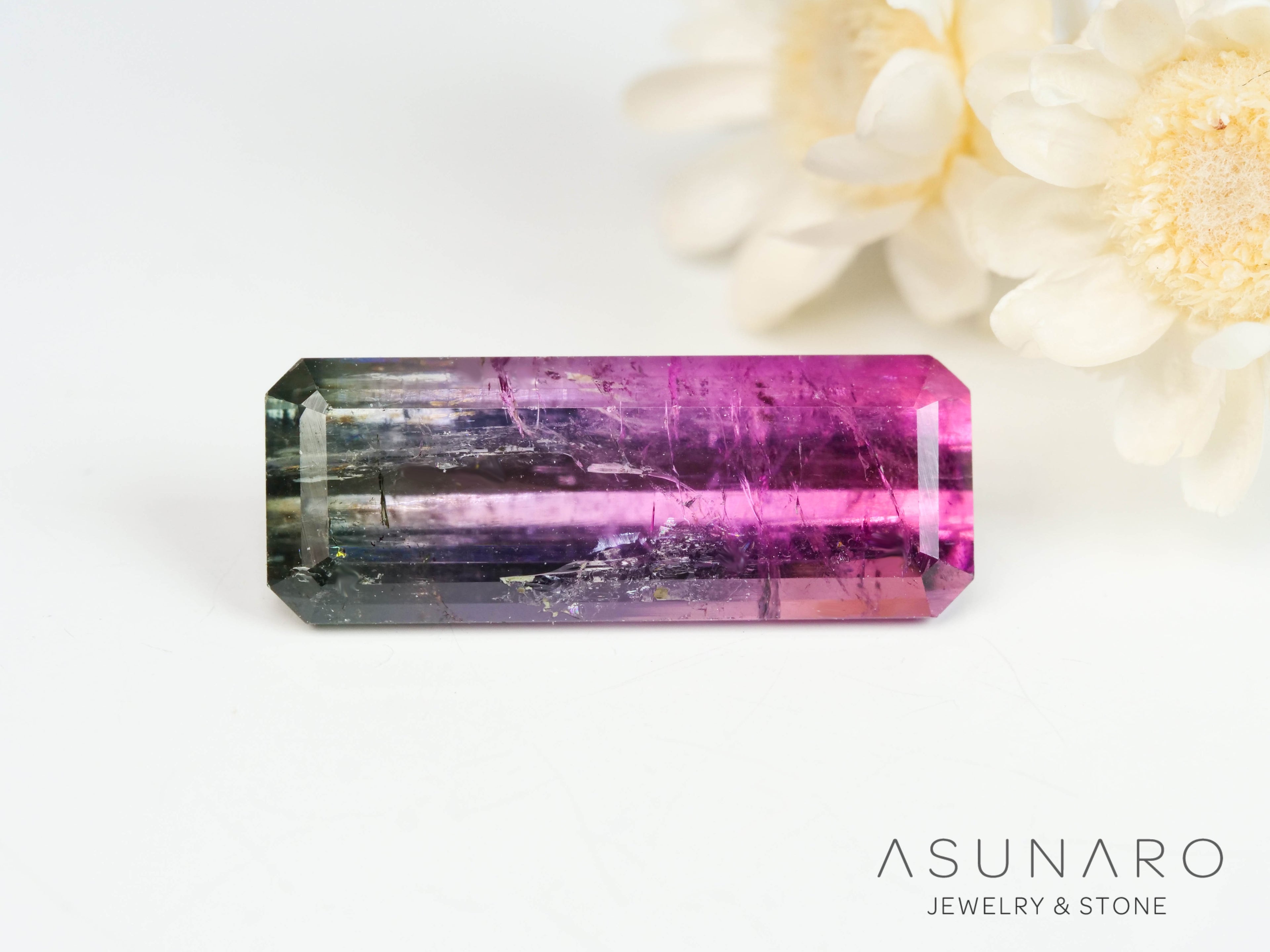 パーティーカラードトルマリン　エメラルドカット　アフガニスタン産　2.78ct【250313-2781】