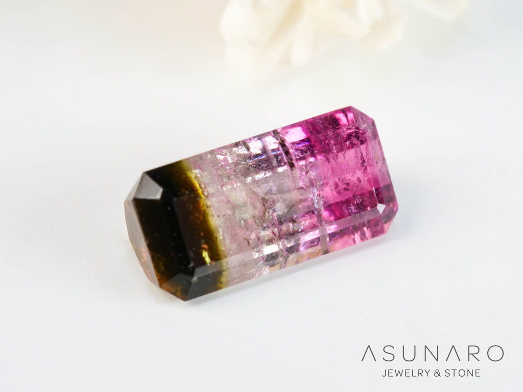 パーティーカラードトルマリン　エメラルドカット　アフガニスタン産　1.42ct【250313-2782】