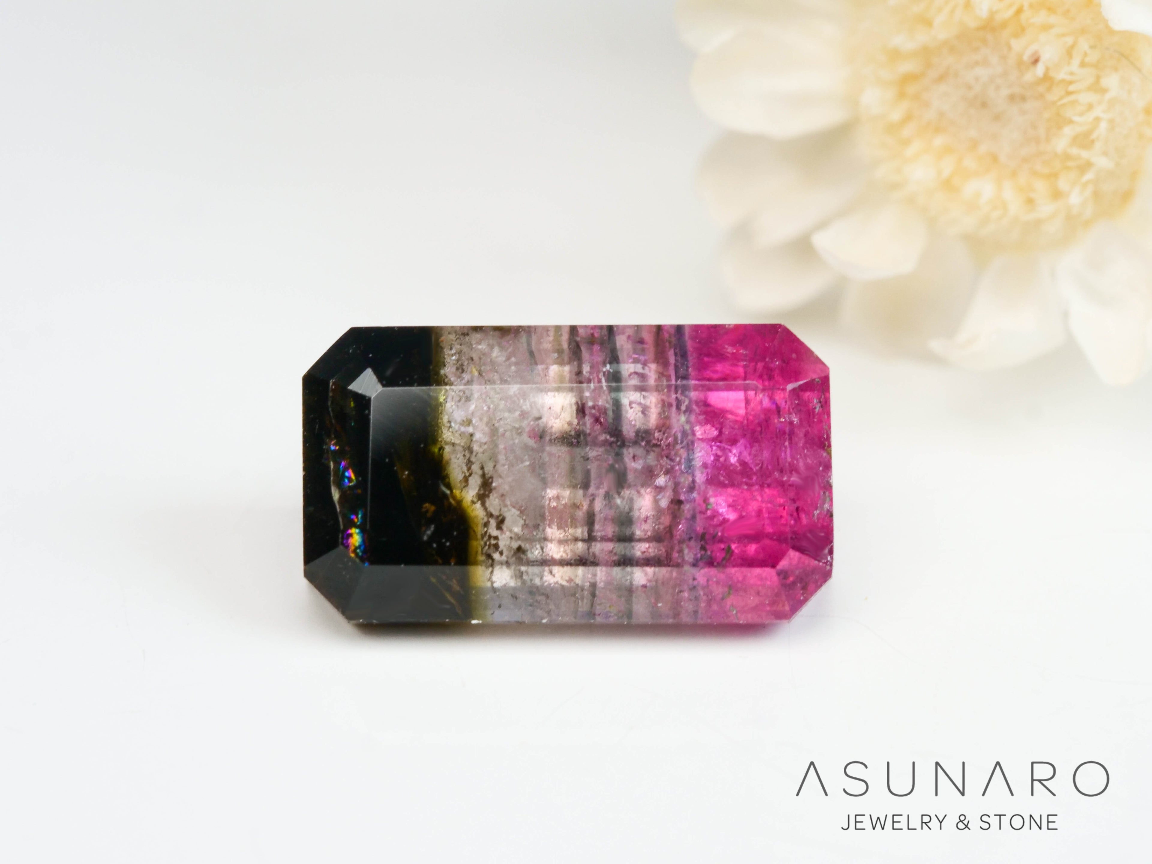 パーティーカラードトルマリン　エメラルドカット　アフガニスタン産　1.82ct【250313-2783】