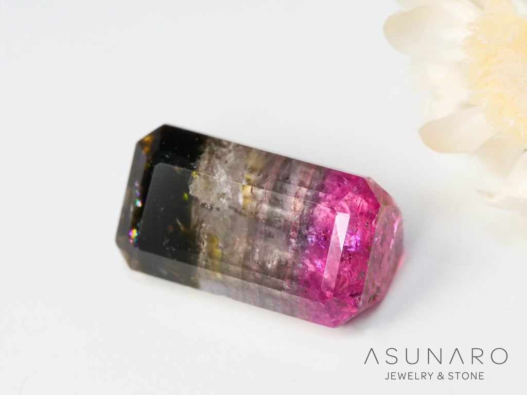 パーティーカラードトルマリン　エメラルドカット　アフガニスタン産　1.82ct【250313-2783】