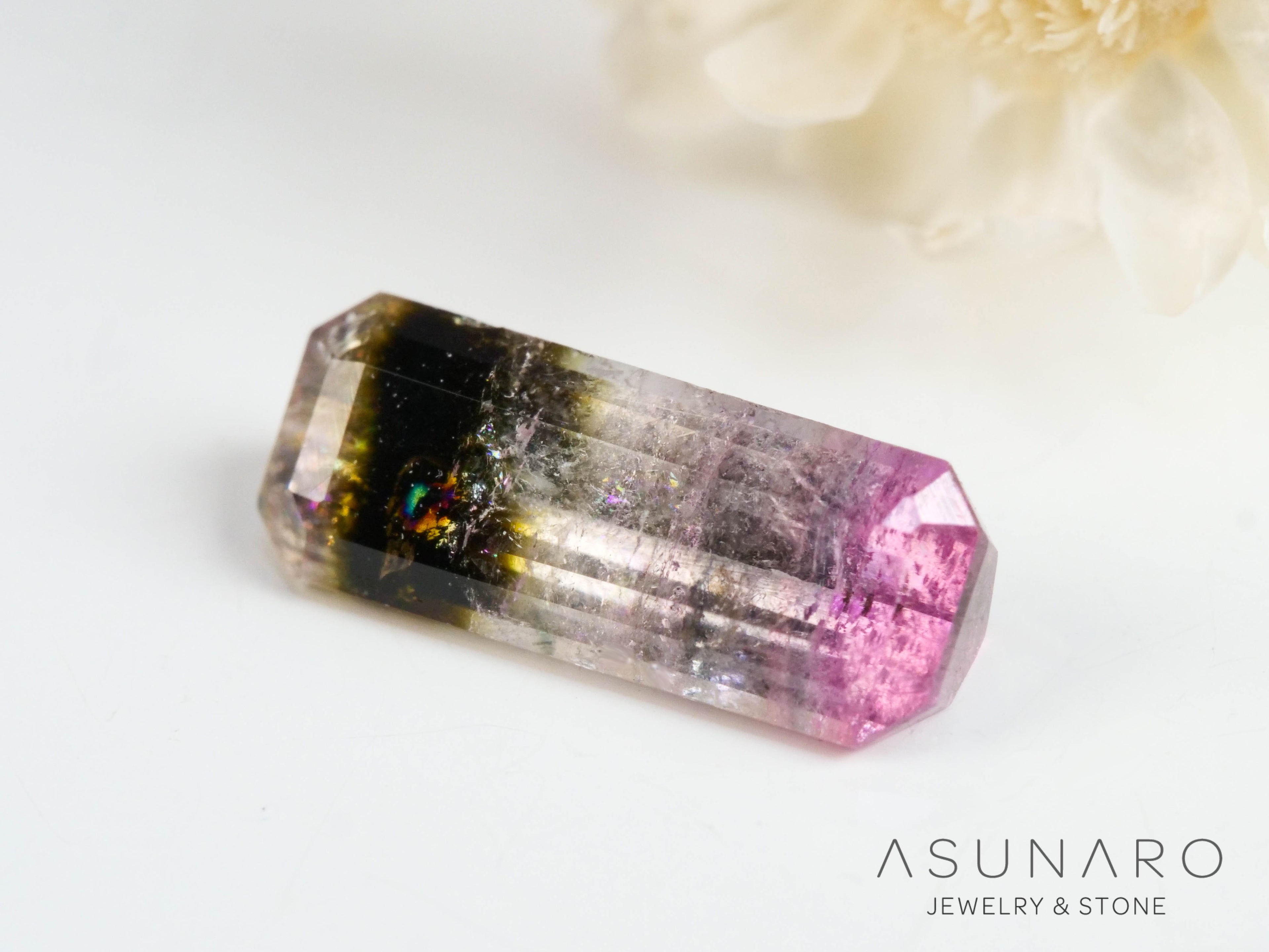 パーティーカラードトルマリン　エメラルドカット　アフガニスタン産　0.59ct【250313-2785】