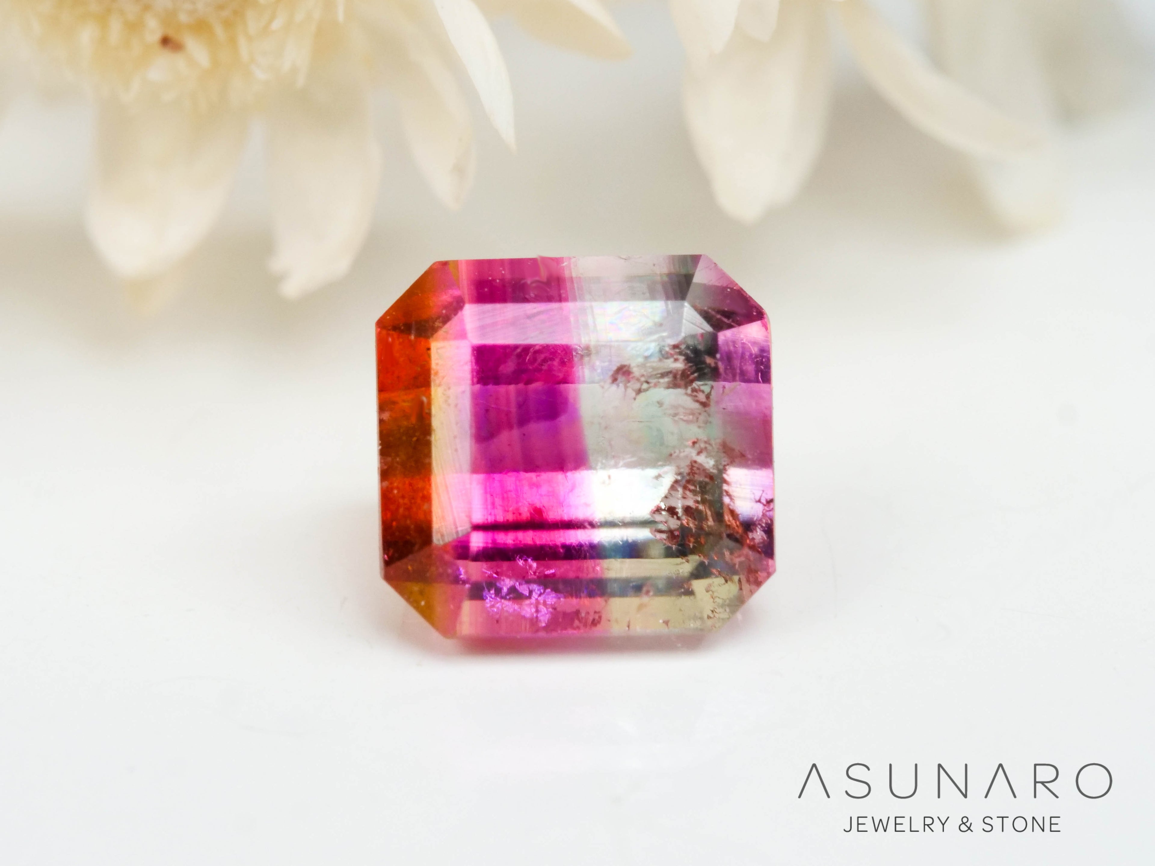 パーティーカラードトルマリン　エメラルドカット　アフガニスタン産　0.67ct【250313-2787】