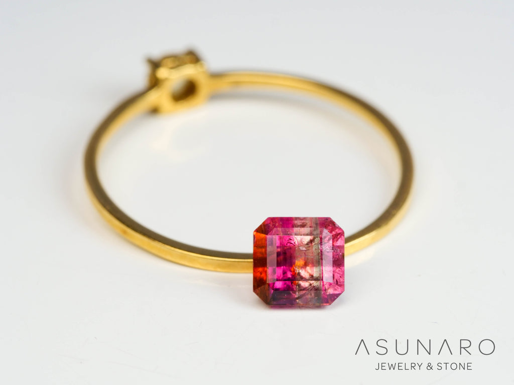 パーティーカラードトルマリン　エメラルドカット　アフガニスタン産　0.68ct【250313-2788】