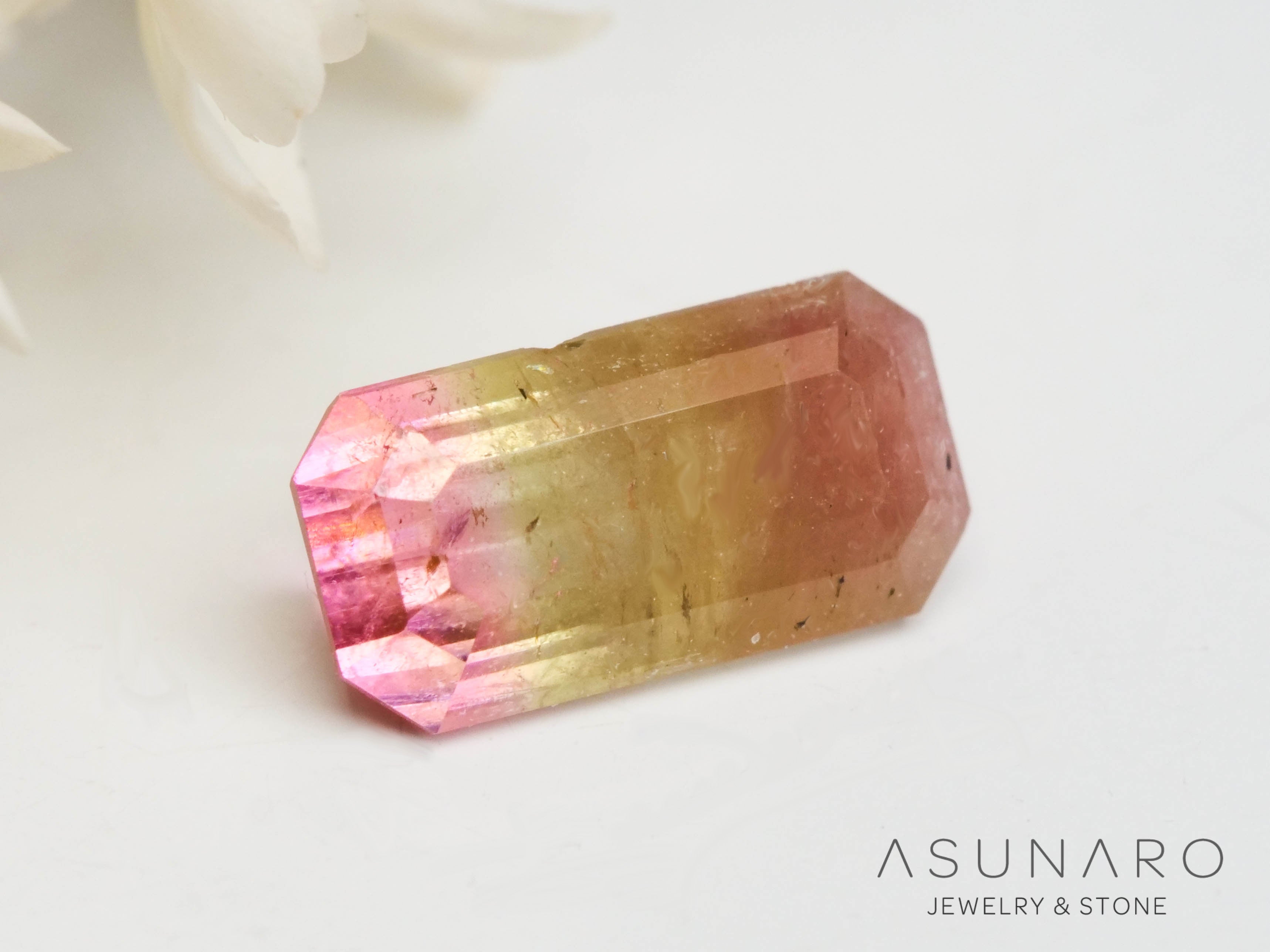 パーティーカラードトルマリン　エメラルドカット　アフガニスタン産　0.39ct【250313-2791】